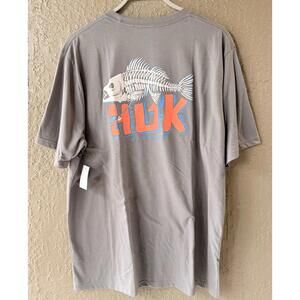 Huk Performance Fishing Bass Bones Tee Gray T-Shirt XL New